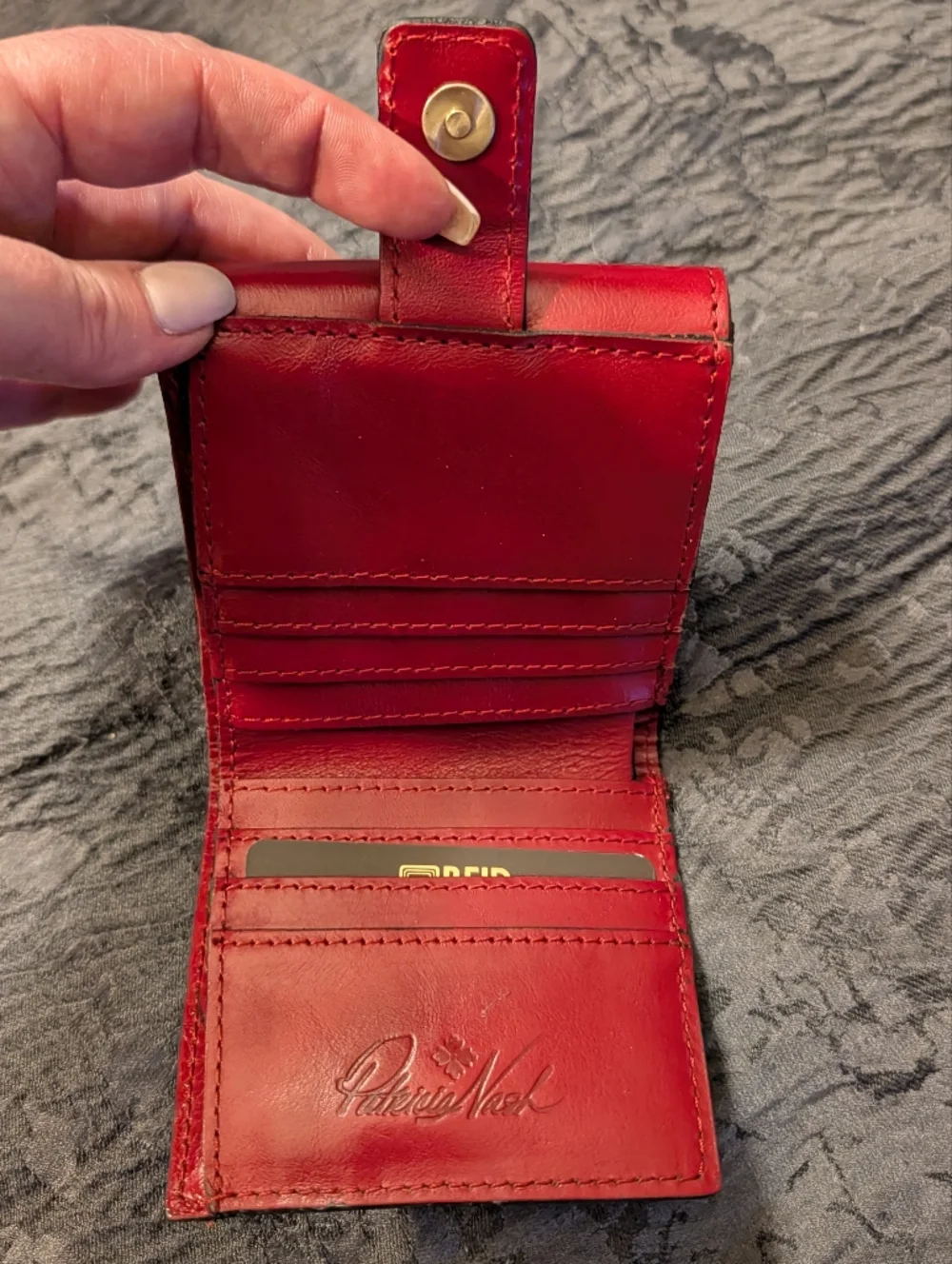 Patricia Nash Astra Vintage Distressed Wallet in Ruby Red Italian Leather
